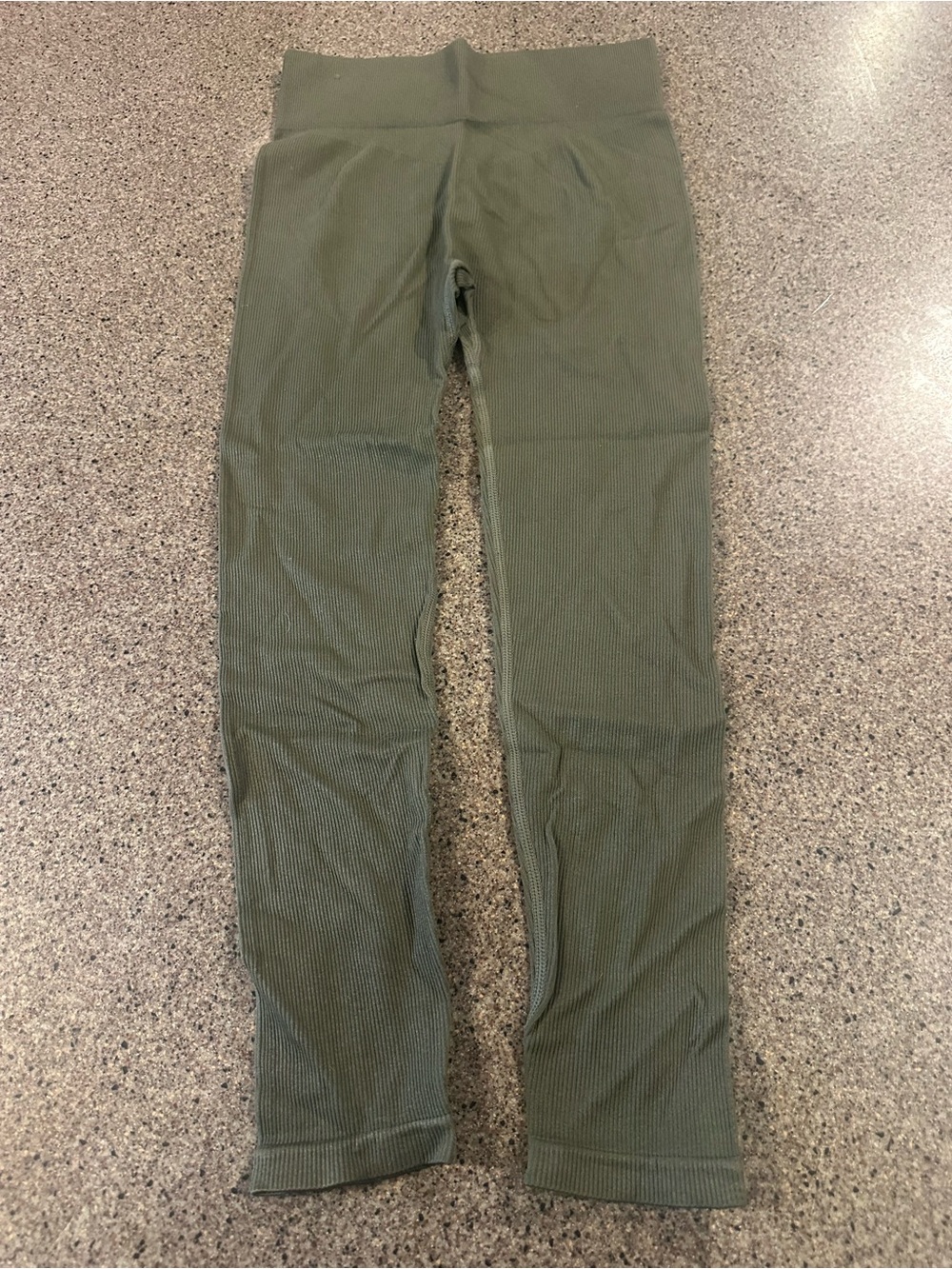 Ava & Viv Olive Ribbed High-Waist Leggings